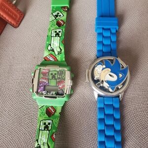 Sonic Blue Digital Smartwatch+minecraft 2 Piece Watch